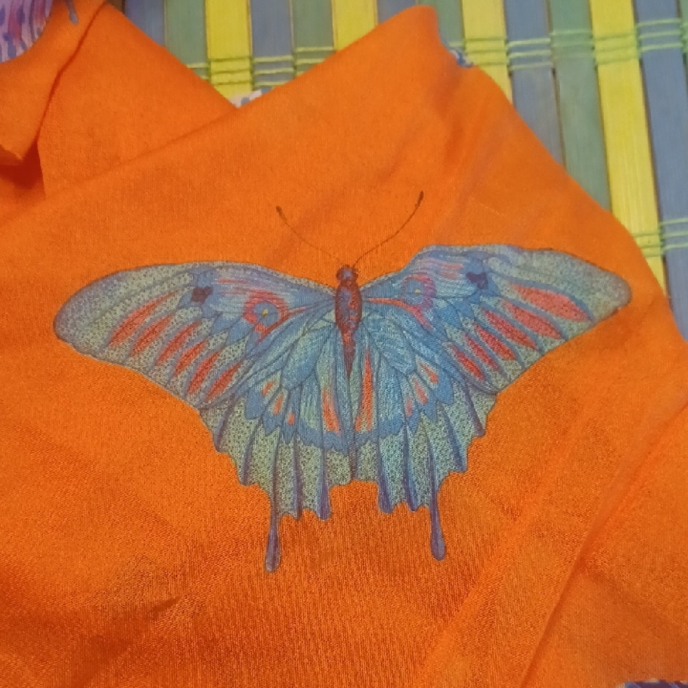 ART OF THE SCARF Tie Rack Orange Butterfly Scarf - Picture 4 of 15
